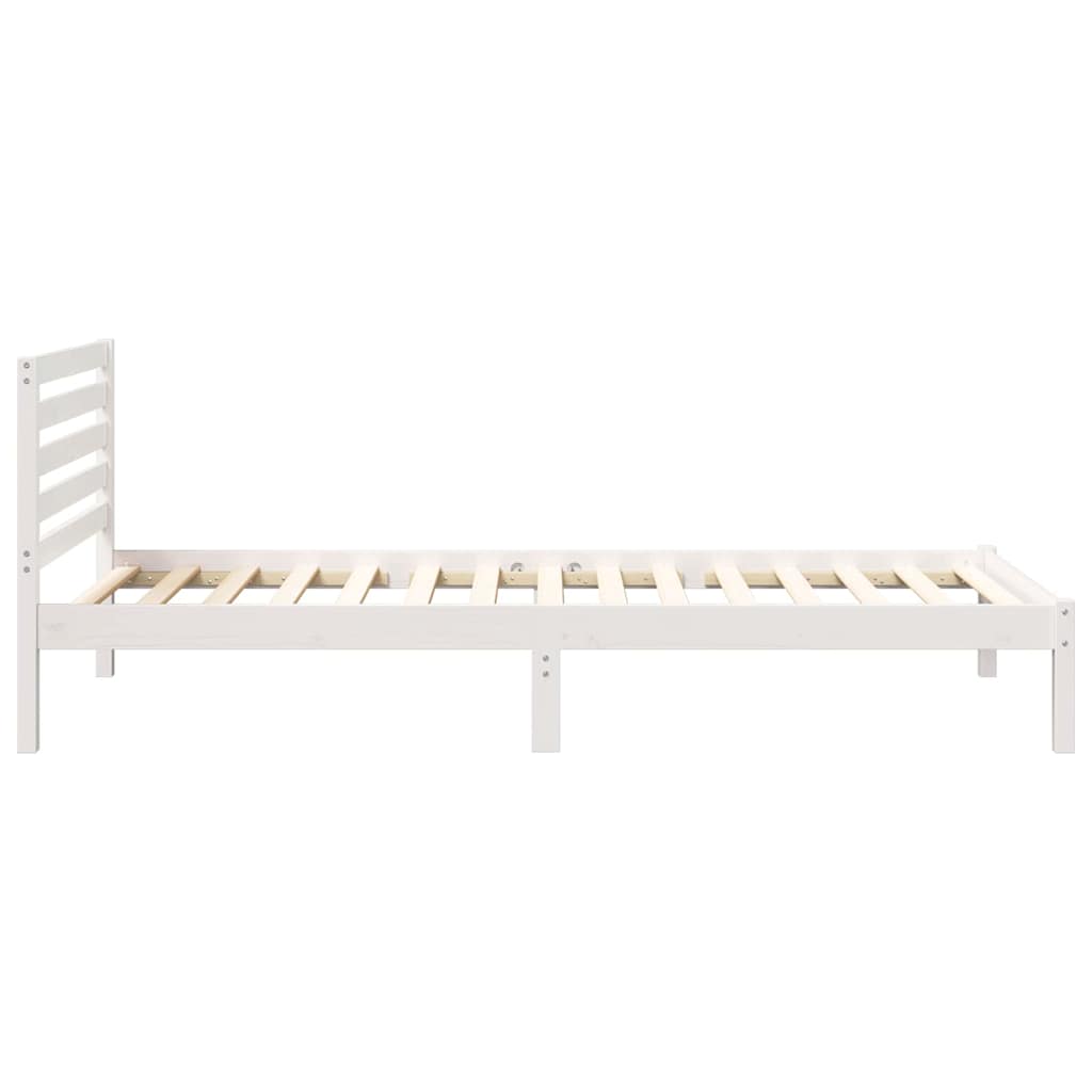 vidaXL Σκελετός Κρεβατιού Λευκό 90 x 210 cm Μασίφ ξύλο πεύκου