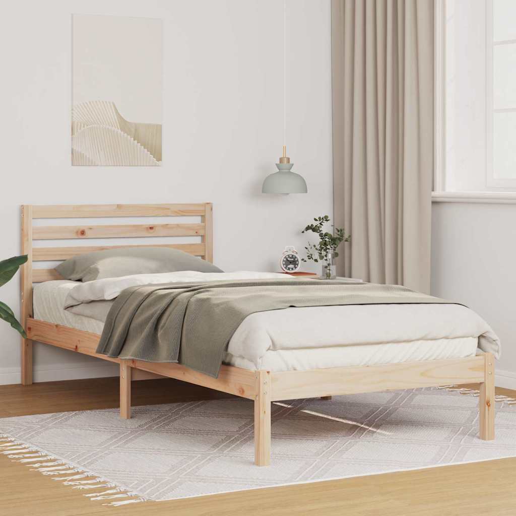 vidaXL Σκελετός Κρεβατιού Καφέ 100 x 210 cm Μασίφ ξύλο πεύκου