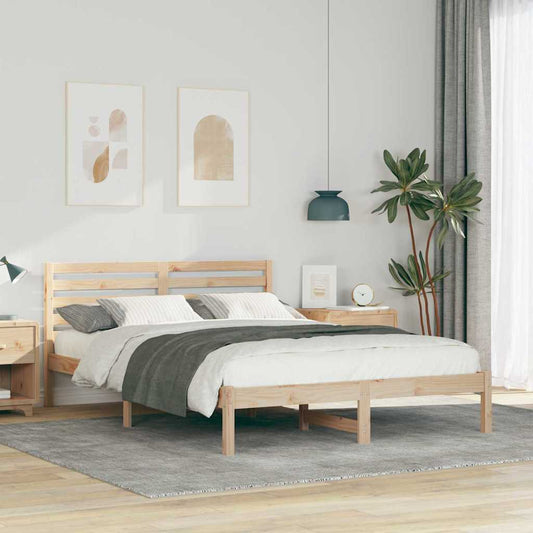 vidaXL Σκελετός Κρεβατιού Καφέ 140 x 210 cm Μασίφ ξύλο πεύκου