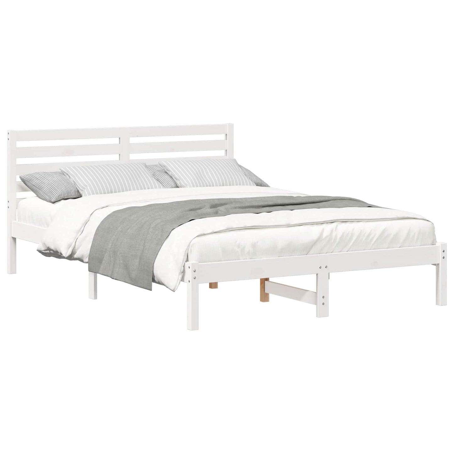 vidaXL Σκελετός Κρεβατιού Λευκό 140 x 210 cm Μασίφ ξύλο πεύκου