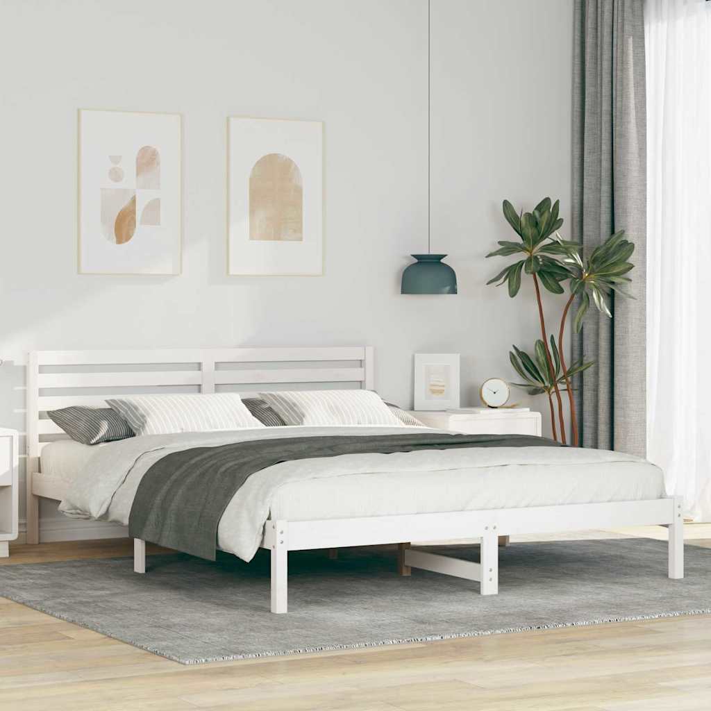 vidaXL Σκελετός Κρεβατιού Λευκό 160 x 210 cm Μασίφ ξύλο πεύκου