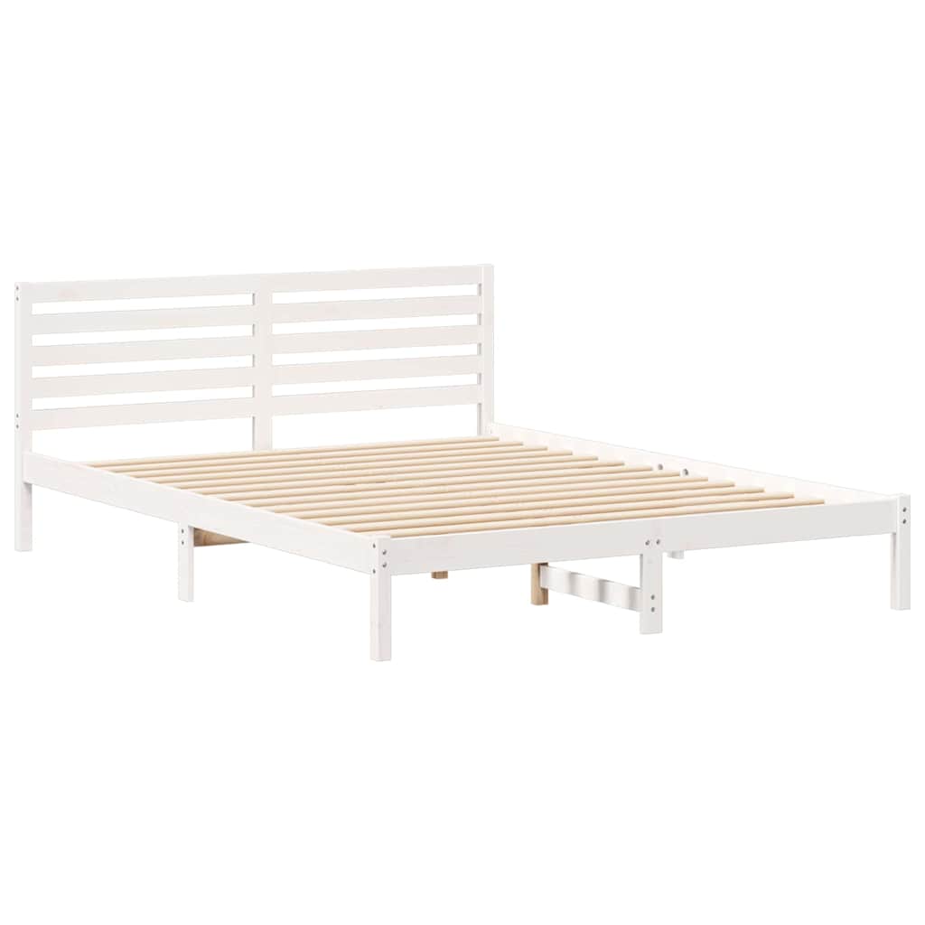 vidaXL Σκελετός Κρεβατιού Λευκό 160 x 210 cm Μασίφ ξύλο πεύκου