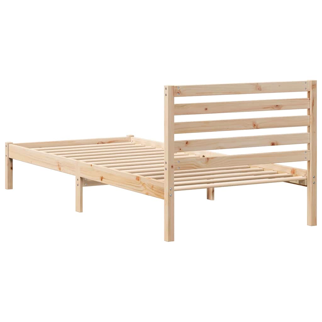 vidaXL Σκελετός Κρεβατιού Καφέ 90 x 220 cm Μασίφ ξύλο πεύκου
