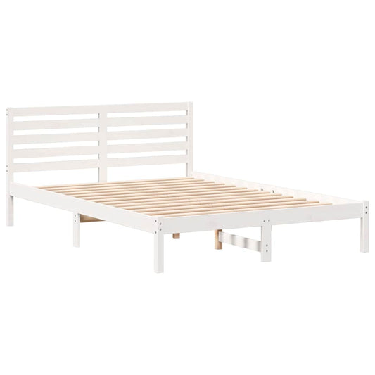 vidaXL Σκελετός Κρεβατιού Λευκό 140 x 220 cm Μασίφ ξύλο πεύκου