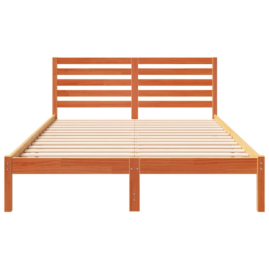 vidaXL Σκελετός Κρεβατιού Καφέ κεριού 140 x 220 cm Μασίφ ξύλο πεύκου