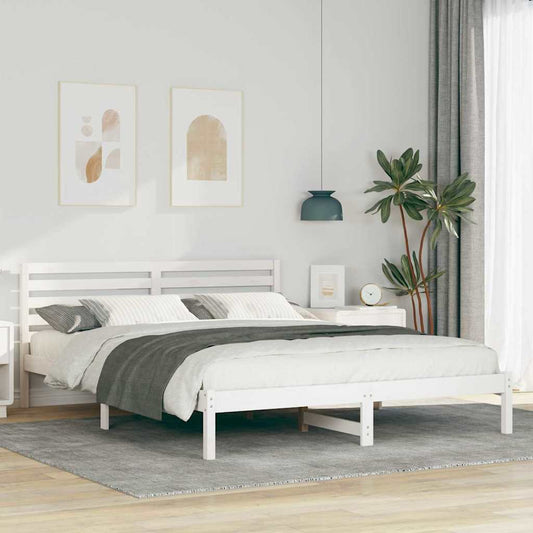 vidaXL Σκελετός Κρεβατιού Λευκό 160 x 220 cm Μασίφ ξύλο πεύκου