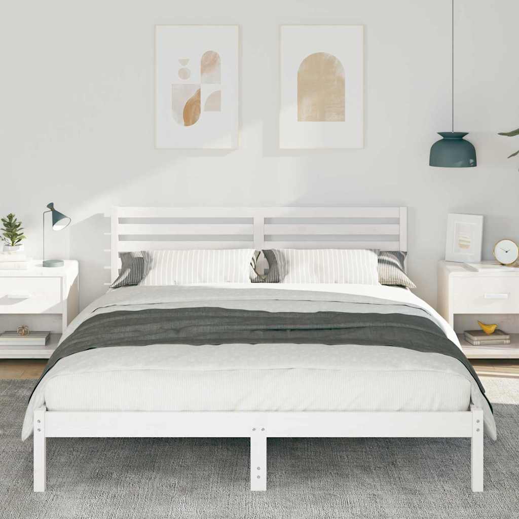 vidaXL Σκελετός Κρεβατιού Λευκό 160 x 220 cm Μασίφ ξύλο πεύκου