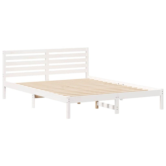 vidaXL Σκελετός Κρεβατιού Λευκό 160 x 220 cm Μασίφ ξύλο πεύκου
