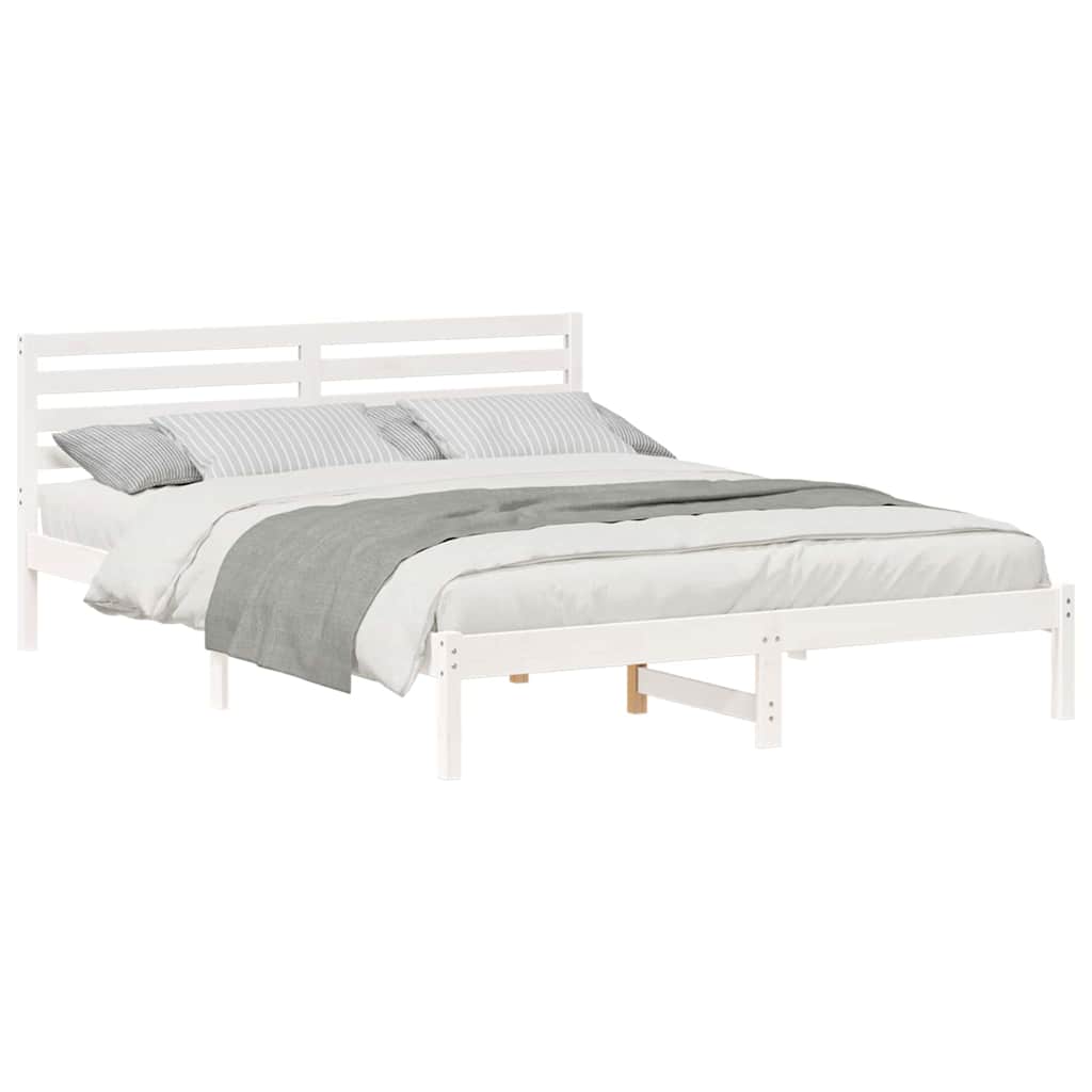 vidaXL Σκελετός Κρεβατιού Λευκό 160 x 220 cm Μασίφ ξύλο πεύκου
