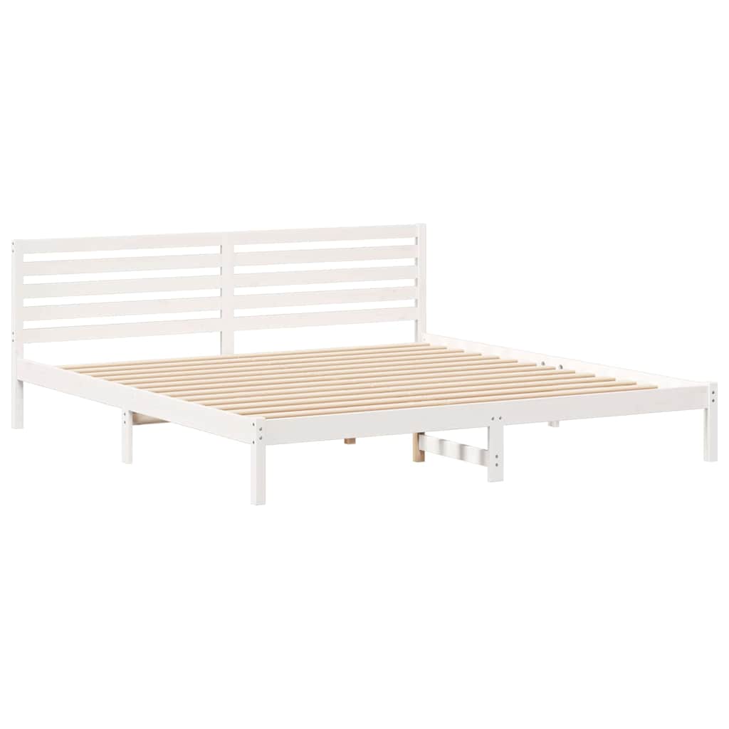 vidaXL Σκελετός Κρεβατιού Λευκό 180 x 220 εκ. Μασίφ ξύλο πεύκου