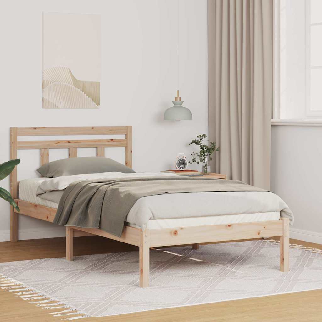vidaXL Σκελετός Κρεβατιού Καφέ 75 x 190 cm Στερεά ξυλεία πεύκου
