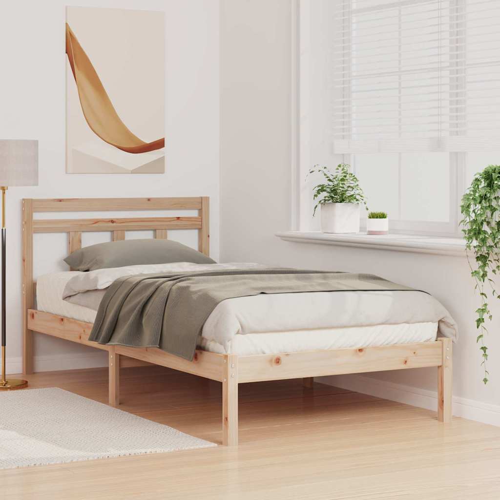 vidaXL Σκελετός Κρεβατιού Καφέ 75 x 190 cm Στερεά ξυλεία πεύκου