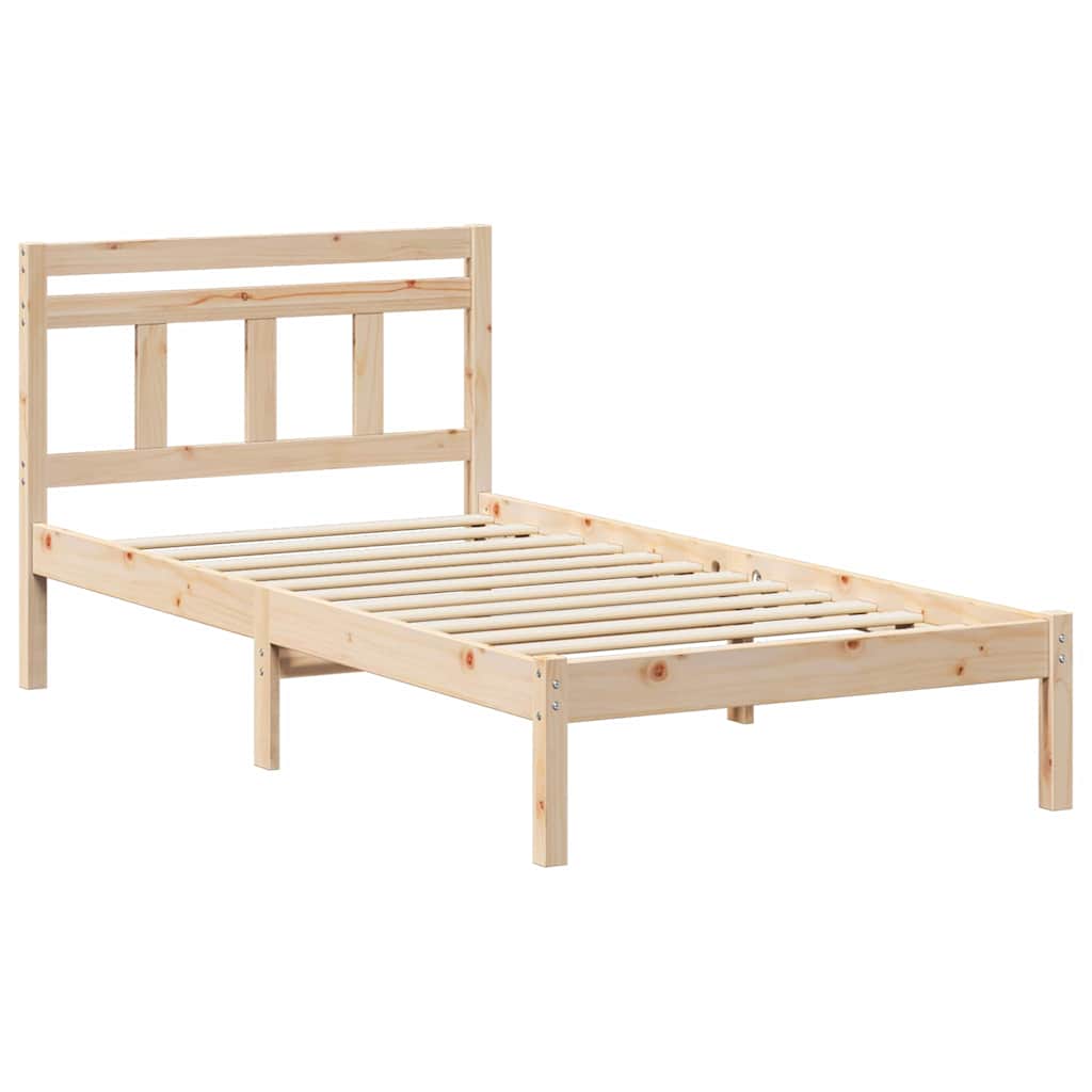 vidaXL Σκελετός Κρεβατιού Καφέ 75 x 190 cm Στερεά ξυλεία πεύκου