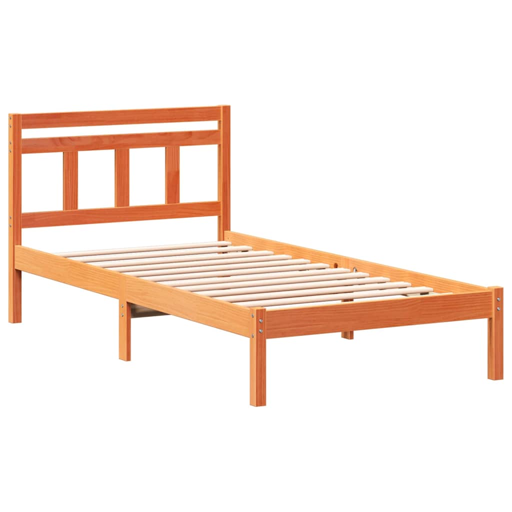 vidaXL Σκελετός Κρεβατιού Καφέ 75 x 190 cm Στερεά ξυλεία πεύκου