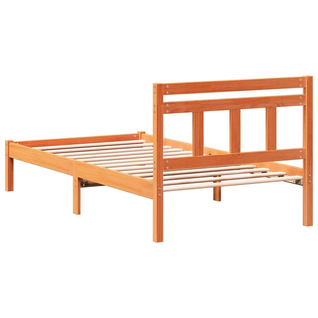 vidaXL Σκελετός Κρεβατιού Καφέ 75 x 190 cm Στερεά ξυλεία πεύκου