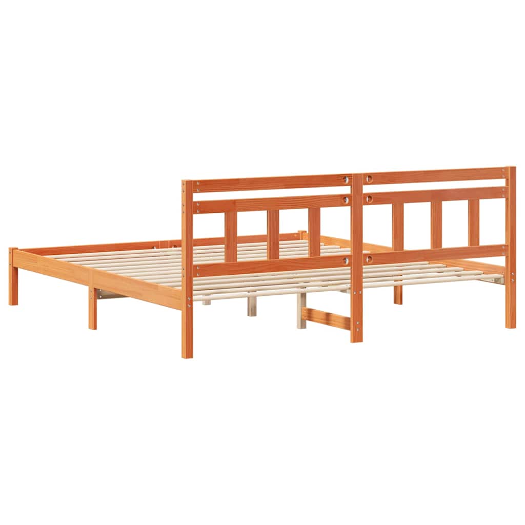 vidaXL Σκελετός Κρεβατιού Καφέ 200 x 200 cm Στερεά ξυλεία πεύκου