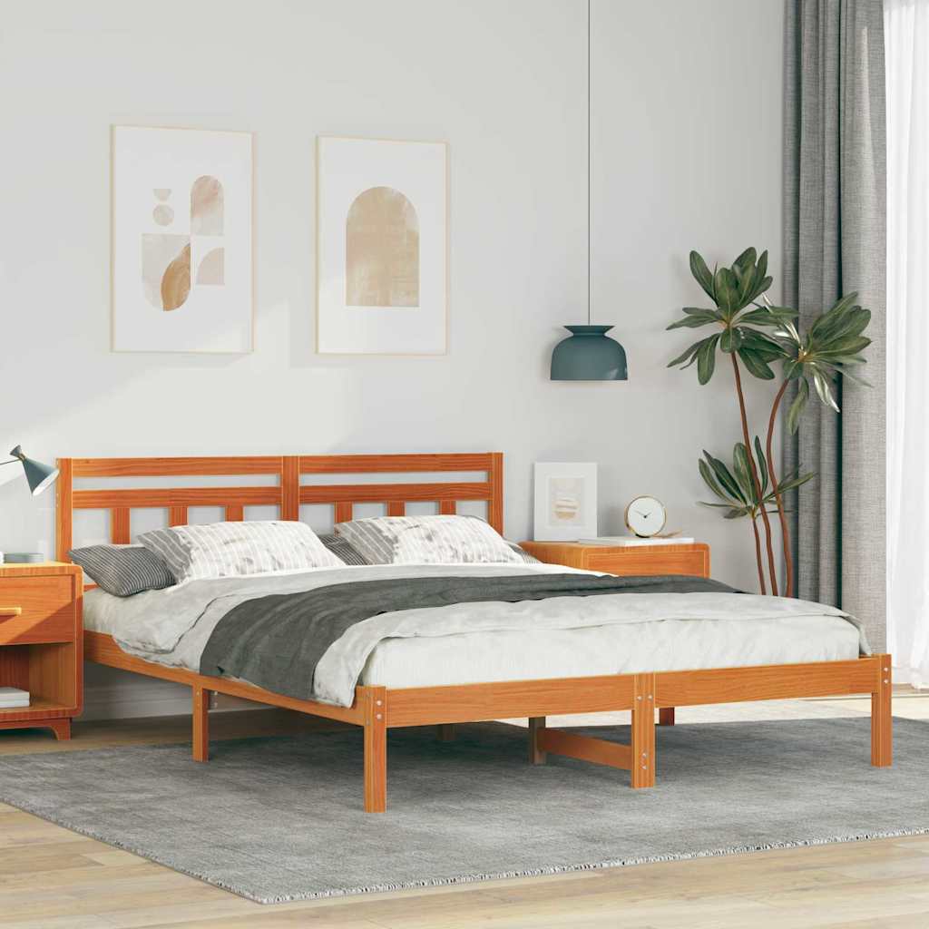 vidaXL Σκελετός Κρεβατιού Καφέ 160 x 200 cm Στερεά ξυλεία πεύκου