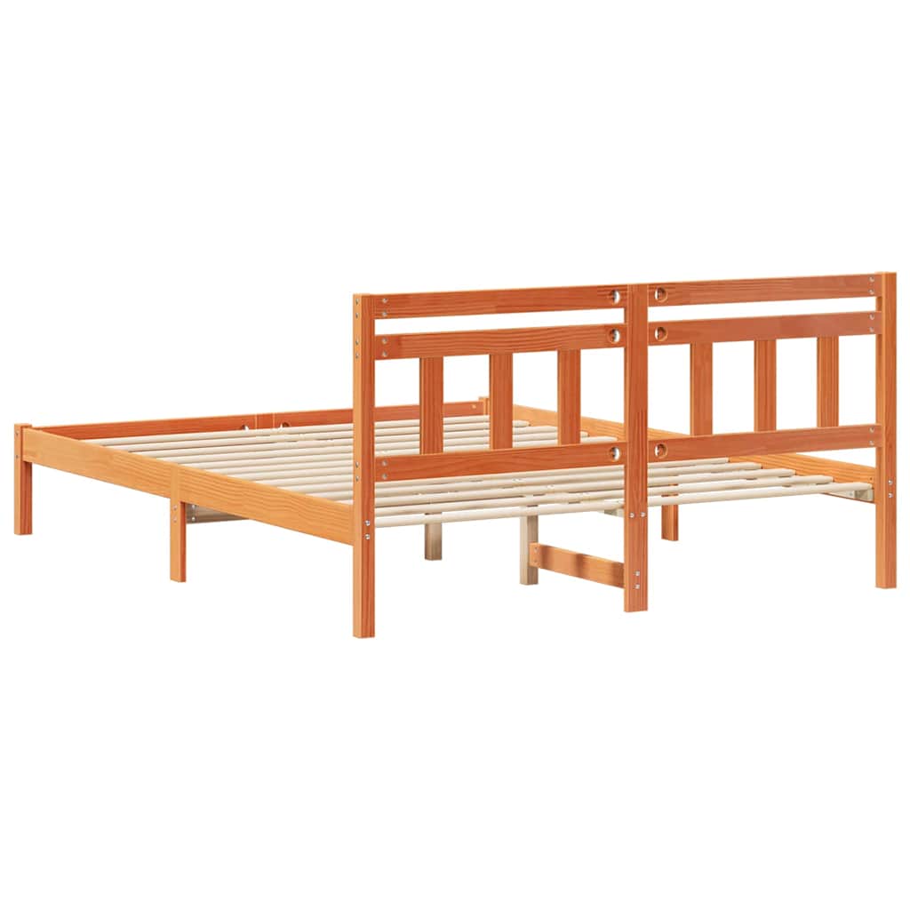 vidaXL Σκελετός Κρεβατιού Καφέ 160 x 200 cm Στερεά ξυλεία πεύκου