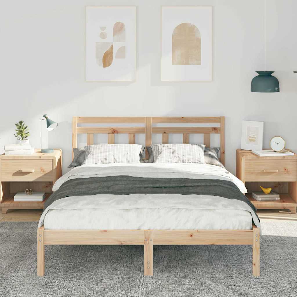 vidaXL Σκελετός Κρεβατιού Καφέ 140 x 190 cm Στερεά ξυλεία πεύκου