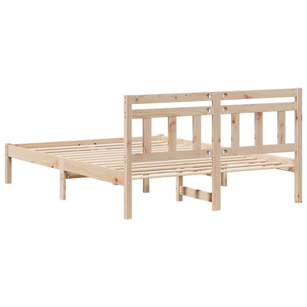 vidaXL Σκελετός Κρεβατιού Καφέ 140 x 190 cm Στερεά ξυλεία πεύκου