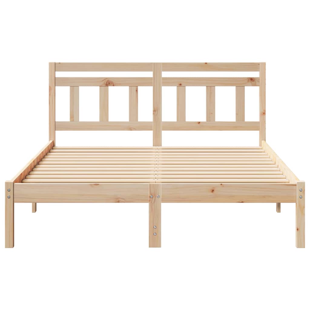 vidaXL Σκελετός Κρεβατιού Καφέ 140 x 190 cm Στερεά ξυλεία πεύκου