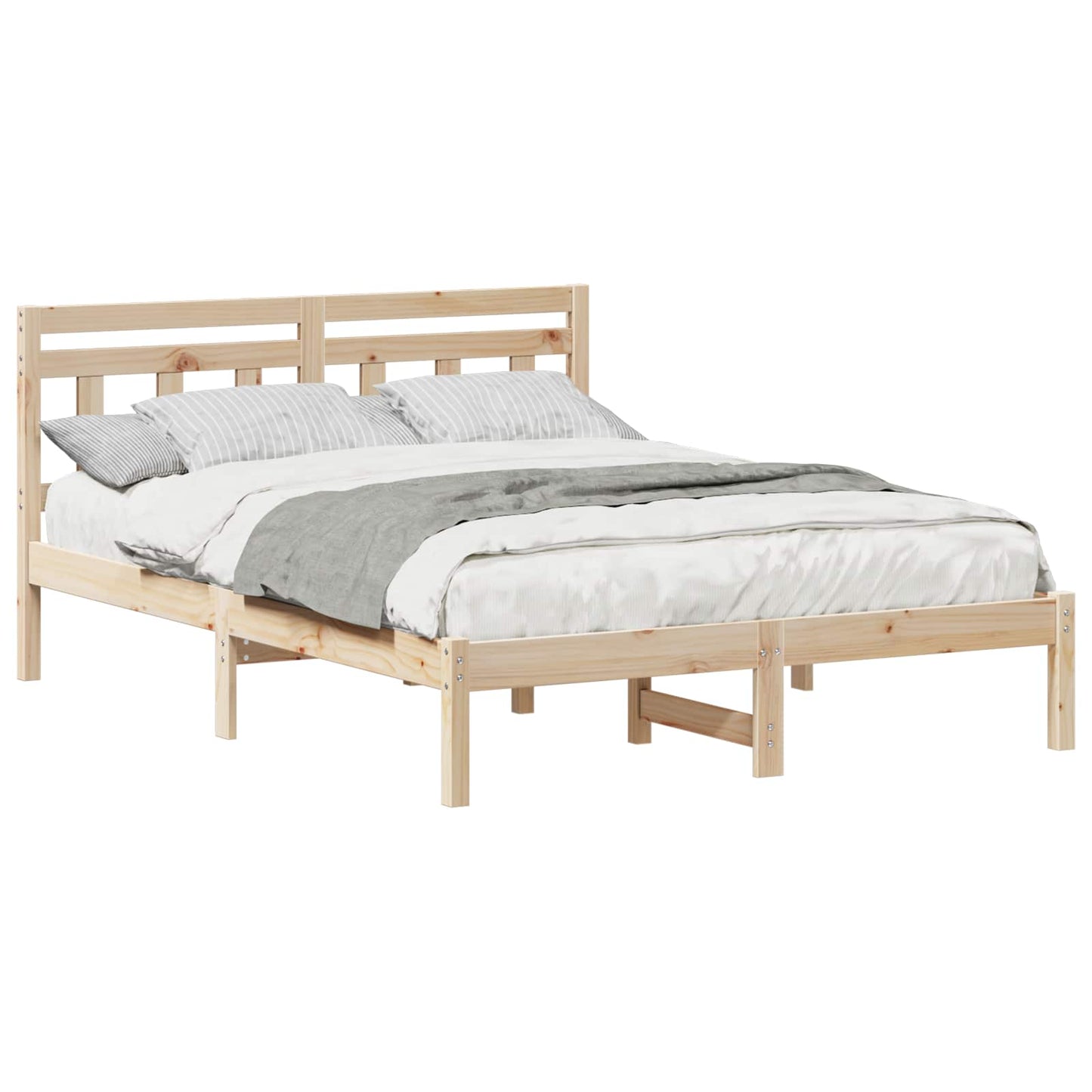 vidaXL Σκελετός Κρεβατιού Καφέ 135 x 190 cm Στερεά ξυλεία πεύκου