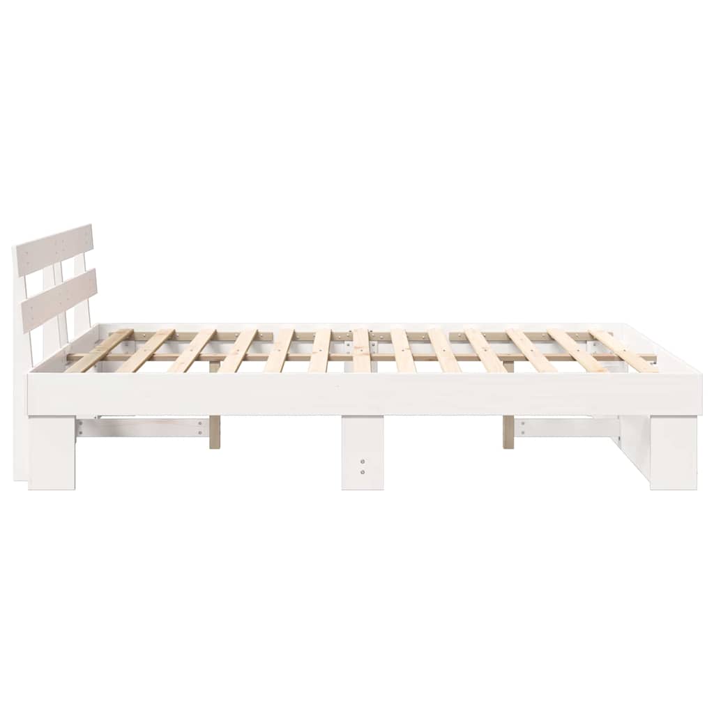 vidaXL Σκελετός Κρεβατιού Λευκό 150 x 200 cm Μασίφ ξύλο πεύκου
