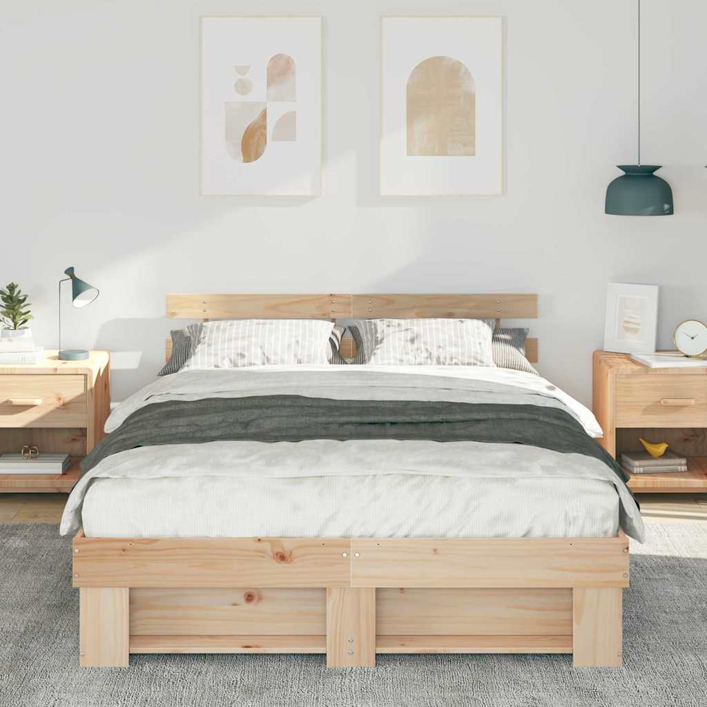 vidaXL Σκελετός Κρεβατιού Καφέ 140 x 200 cm Μασίφ ξύλο πεύκου