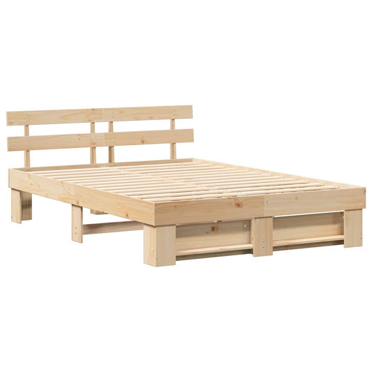 vidaXL Σκελετός Κρεβατιού Καφέ 140 x 200 cm Μασίφ ξύλο πεύκου