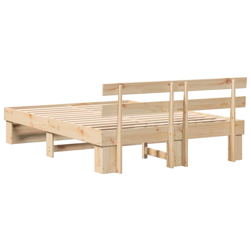 vidaXL Σκελετός Κρεβατιού Καφέ 140 x 200 cm Μασίφ ξύλο πεύκου