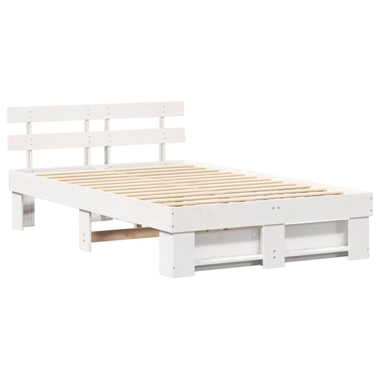 vidaXL Σκελετός Κρεβατιού Λευκό 140 x 190 cm Μασίφ ξύλο πεύκου