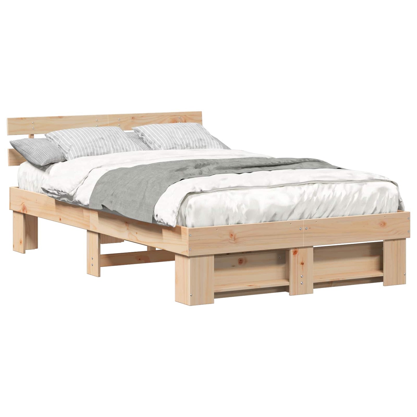 vidaXL Σκελετός Κρεβατιού Καφέ 135 x 190 cm Μασίφ ξύλο πεύκου