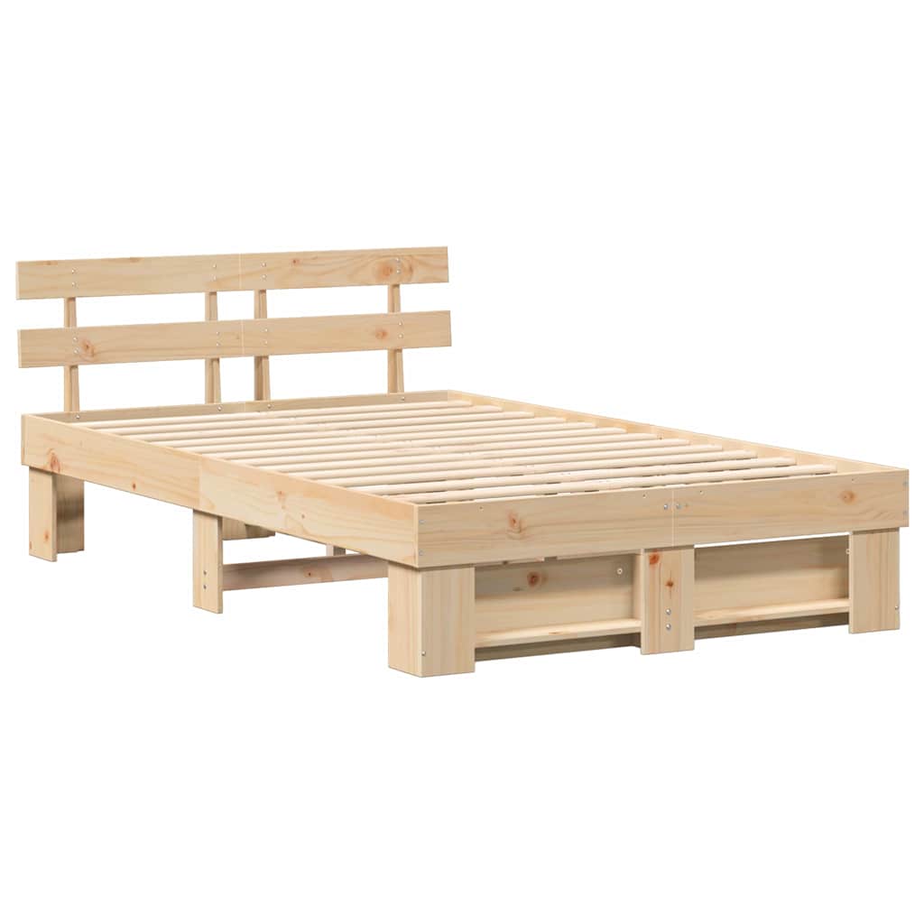 vidaXL Σκελετός Κρεβατιού Καφέ 135 x 190 cm Μασίφ ξύλο πεύκου