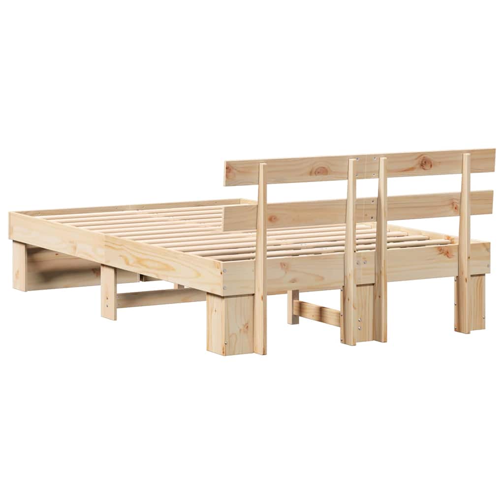 vidaXL Σκελετός Κρεβατιού Καφέ 135 x 190 cm Μασίφ ξύλο πεύκου