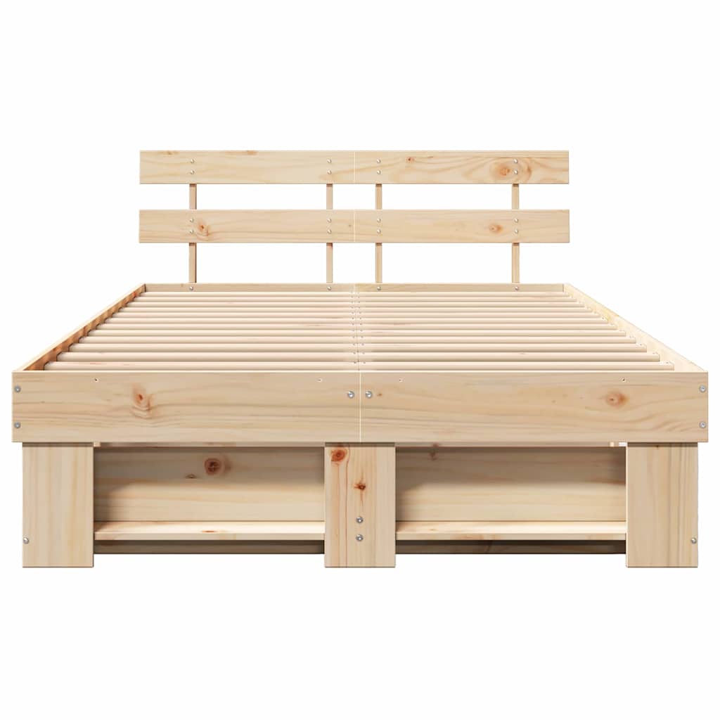 vidaXL Σκελετός Κρεβατιού Καφέ 135 x 190 cm Μασίφ ξύλο πεύκου
