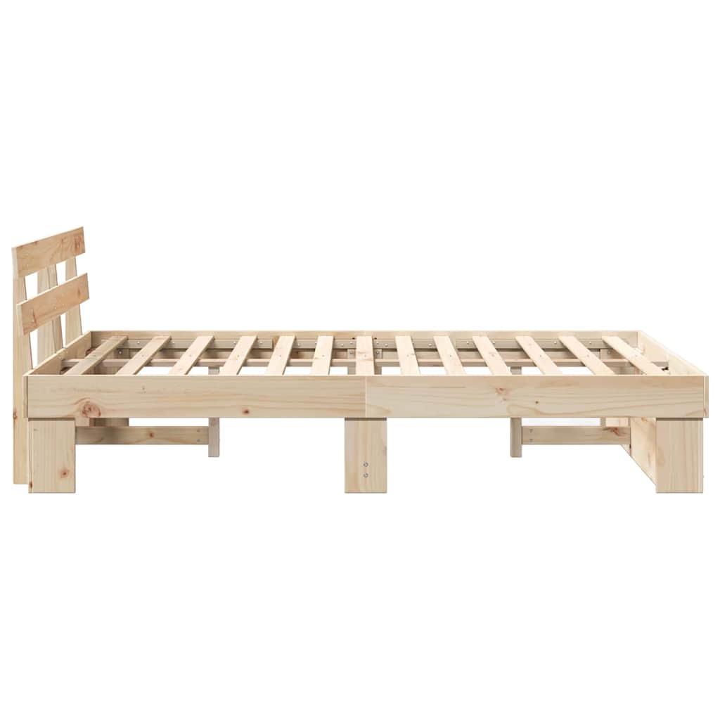 vidaXL Σκελετός Κρεβατιού Καφέ 135 x 190 cm Μασίφ ξύλο πεύκου