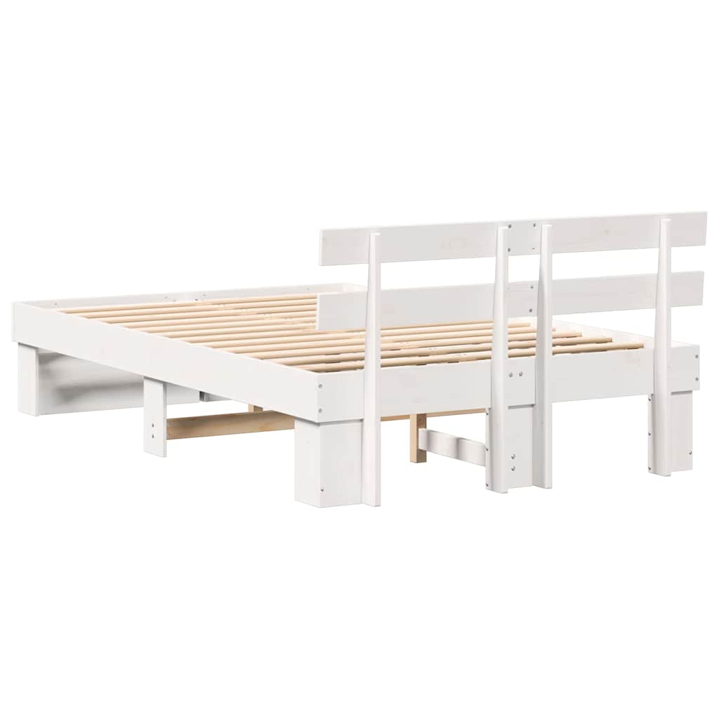 vidaXL Σκελετός Κρεβατιού Λευκό 135 x 190 cm Μασίφ ξύλο πεύκου