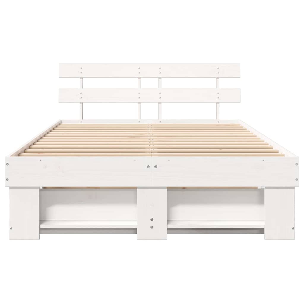 vidaXL Σκελετός Κρεβατιού Λευκό 135 x 190 cm Μασίφ ξύλο πεύκου