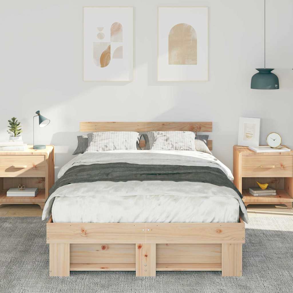 vidaXL Σκελετός Κρεβατιού Καφέ 120 x 190 cm Μασίφ ξύλο πεύκου