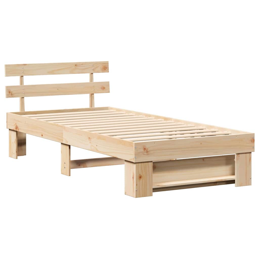 vidaXL Σκελετός Κρεβατιού Καφέ 90 x 200 cm Μασίφ ξύλο πεύκου