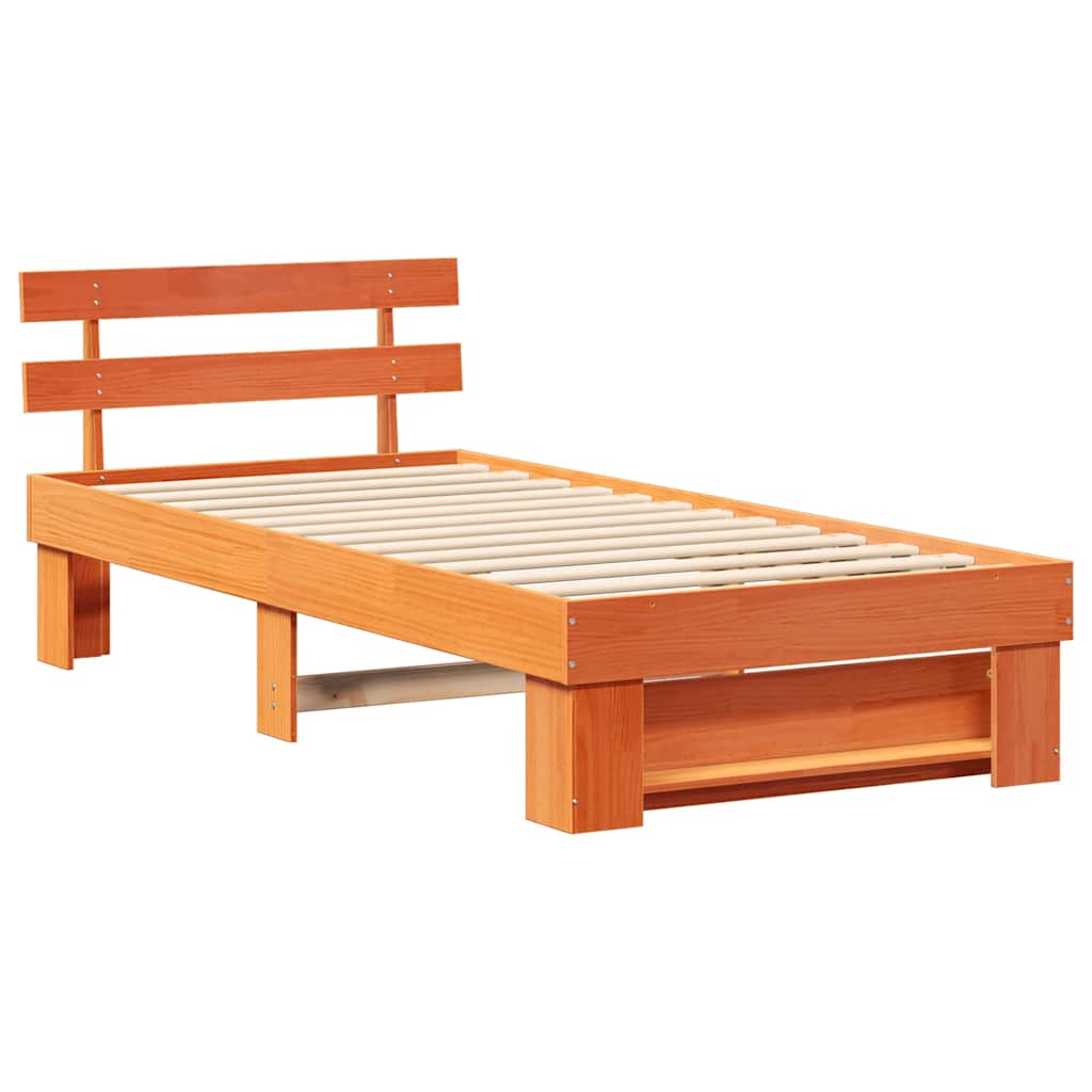 vidaXL Σκελετός Κρεβατιού Κερωτό καφέ 80 x 200 cm Στερεά ξυλεία πεύκου