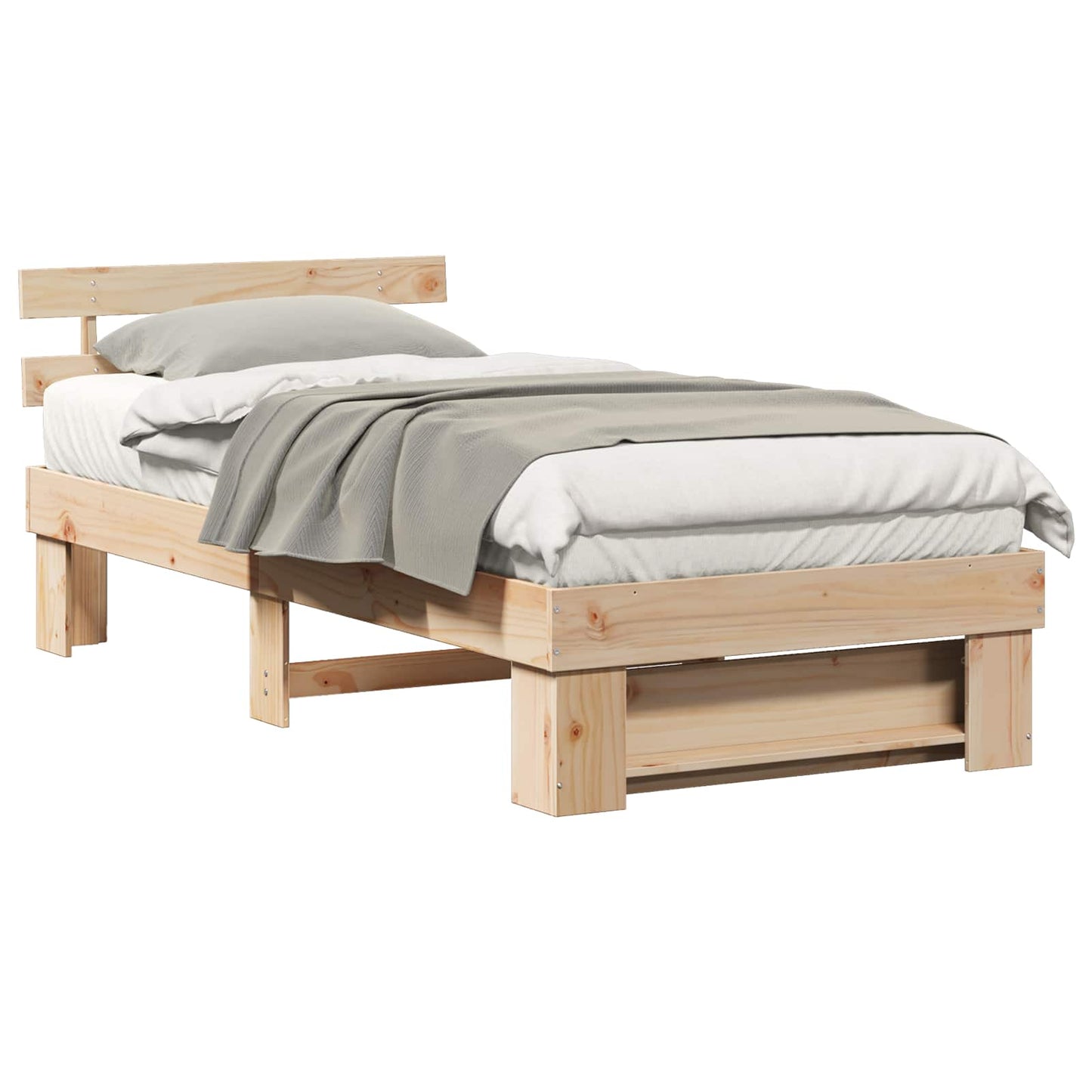 vidaXL Σκελετός Κρεβατιού Καφέ 90 x 190 cm Μασίφ ξύλο πεύκου