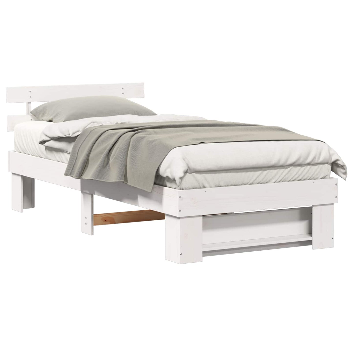 vidaXL Σκελετός Κρεβατιού Λευκό 90 x 190 cm Μασίφ ξύλο πεύκου