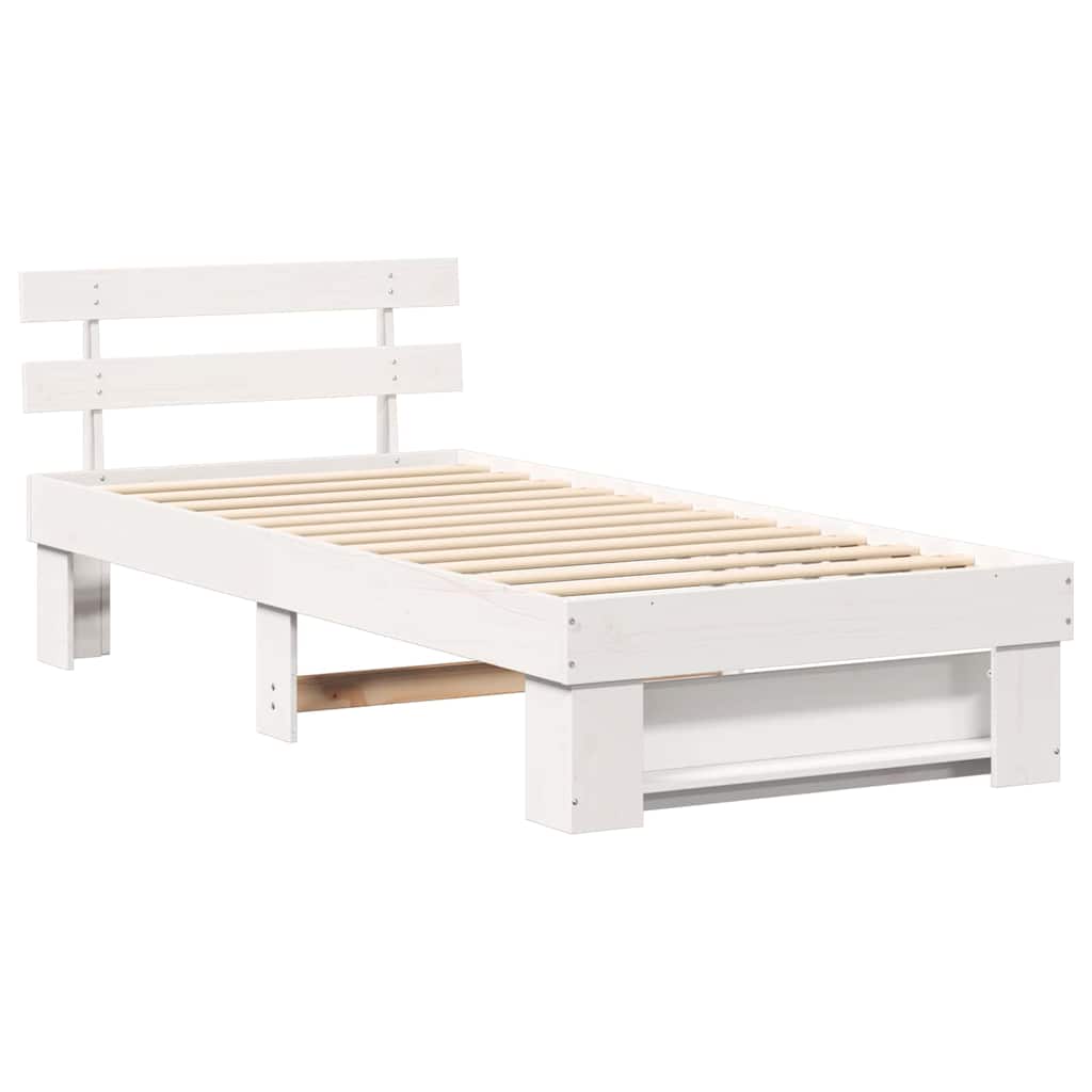 vidaXL Σκελετός Κρεβατιού Λευκό 90 x 190 cm Μασίφ ξύλο πεύκου