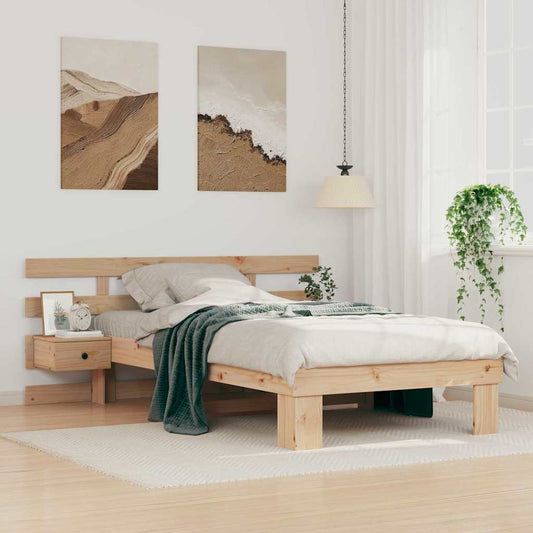 vidaXL Σκελετός Κρεβατιού Καφέ 90 x 200 cm Στερεά ξυλεία πεύκου