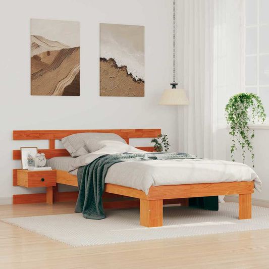 vidaXL Σκελετός Κρεβατιού Κερωτό καφέ 90 x 190 cm Στερεά ξυλεία πεύκου