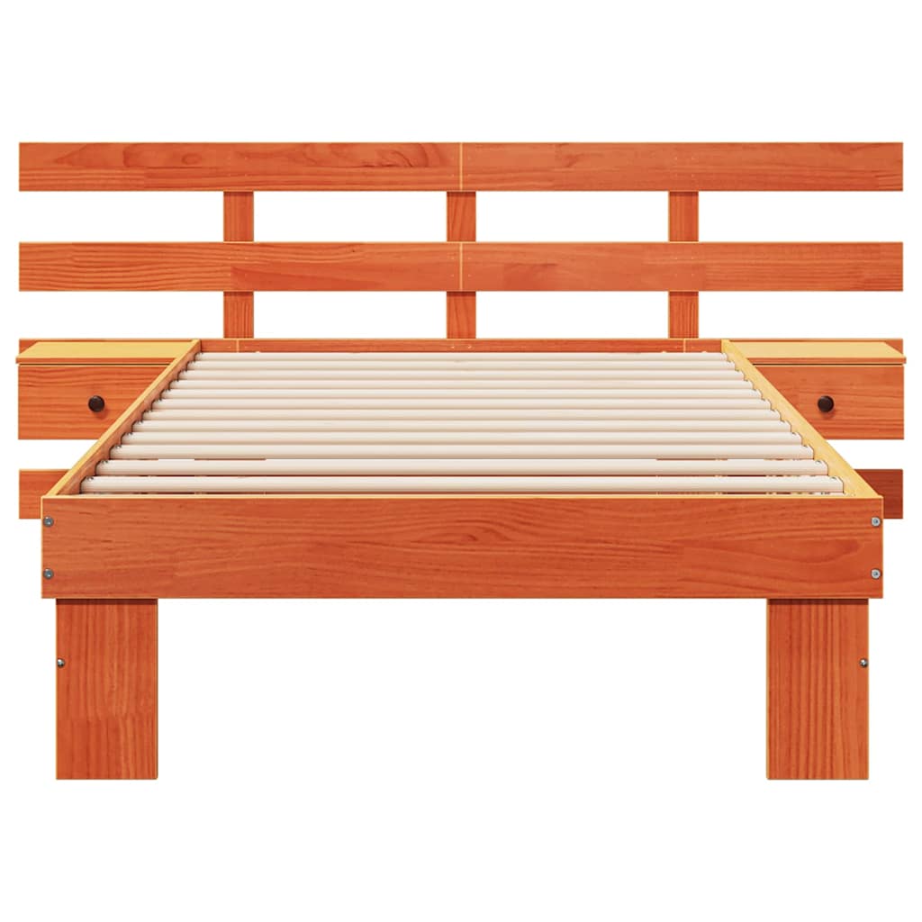 vidaXL Σκελετός Κρεβατιού Κερωτό καφέ 75 x 190 cm Στερεά ξυλεία πεύκου