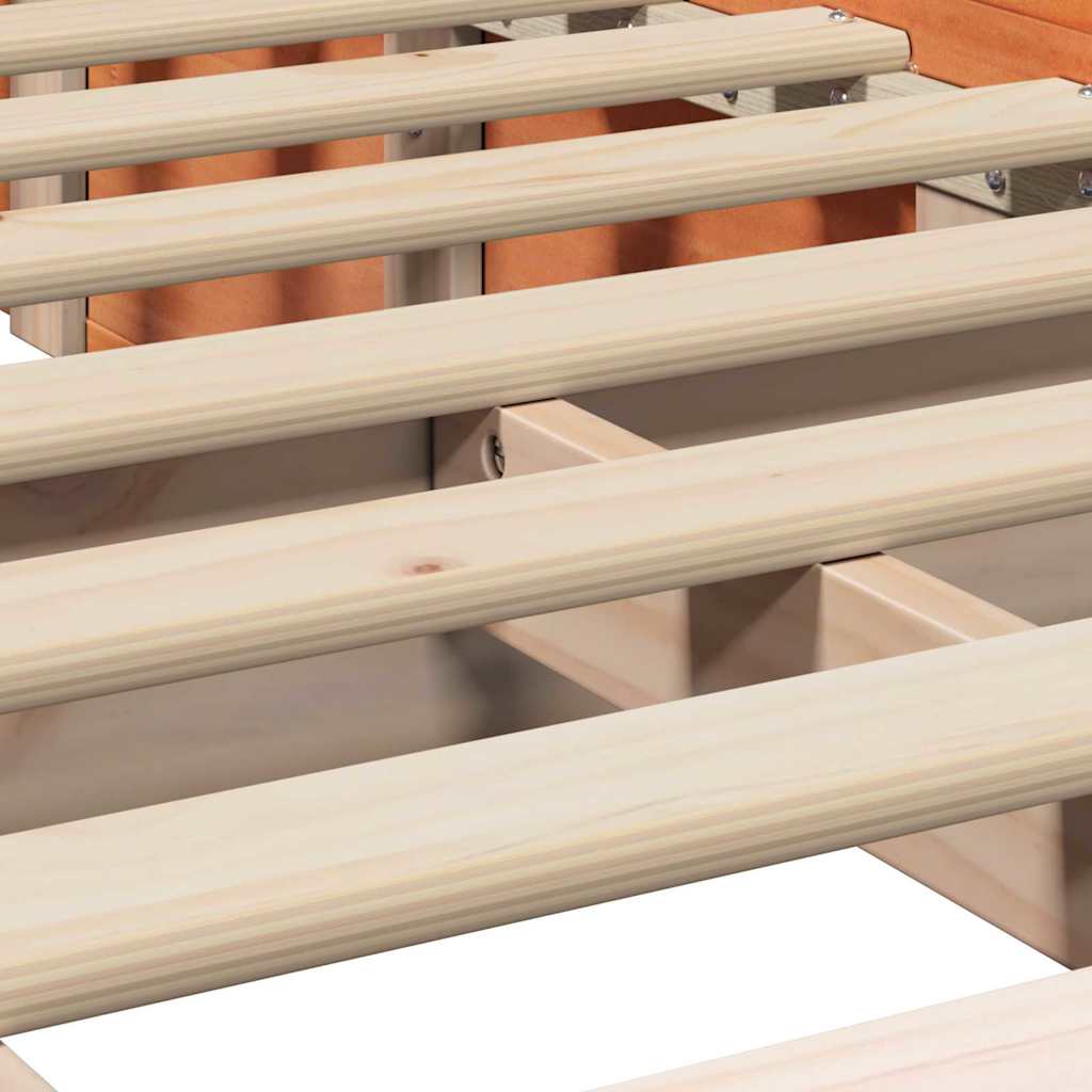 vidaXL Σκελετός Κρεβατιού Κερωτό καφέ 75 x 190 cm Στερεά ξυλεία πεύκου