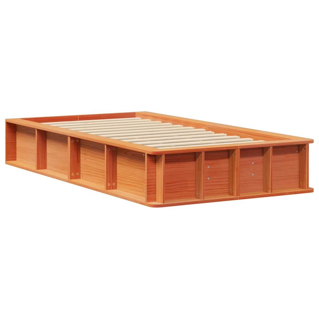 vidaXL Σκελετός Κρεβατιού Κερωτό καφέ 75 x 190 cm Στερεά ξυλεία πεύκου