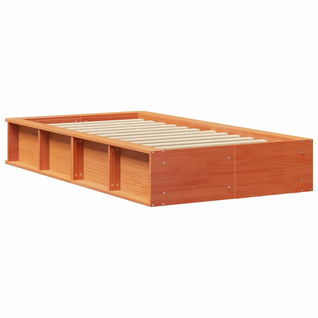 vidaXL Σκελετός Κρεβατιού Κερωτό καφέ 75 x 190 cm Στερεά ξυλεία πεύκου